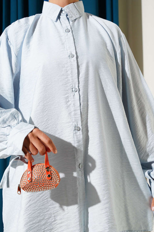 Oversized Laced Shirt Baby Blue