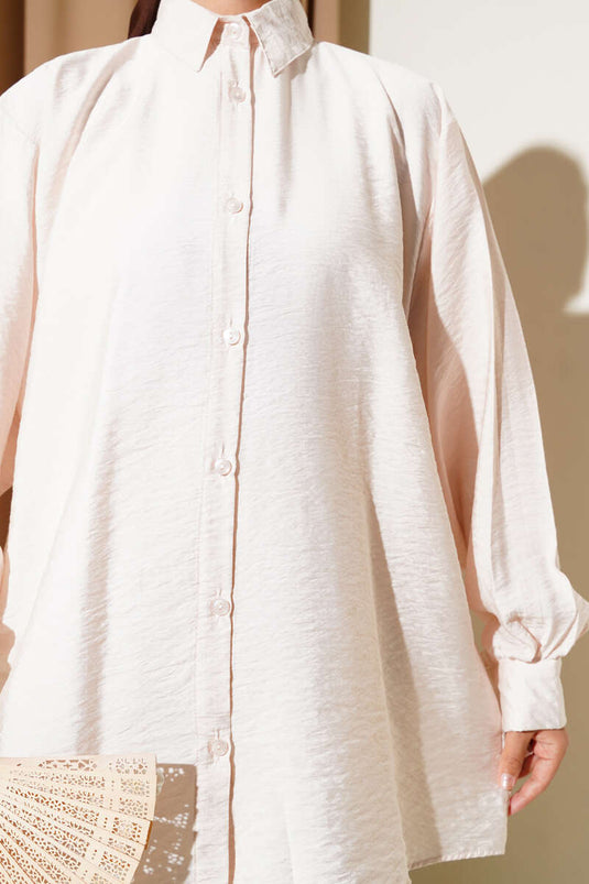 Oversized Laced Shirt Beige