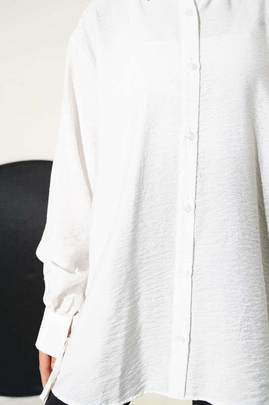 Chemise oversize avec liens en corde, blanche