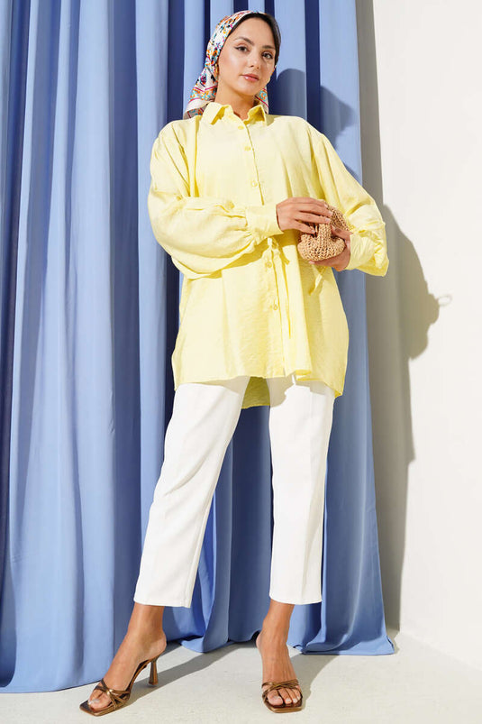 Chemise oversize avec liens en corde jaune