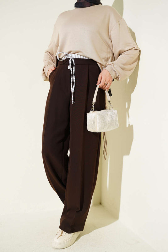 Hose mit Kordelzug, Braun