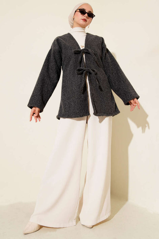 Jacket with Rope Tying Detail Smoke Gray