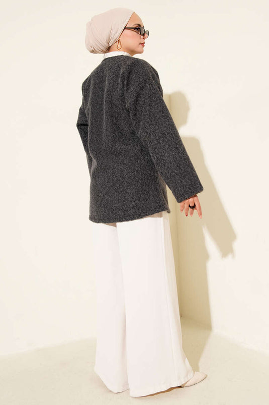 Jacket with Rope Tying Detail Smoke Gray