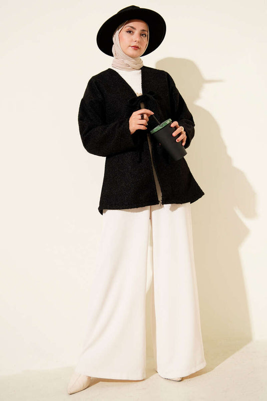 Veste avec détail de lien en corde, noire