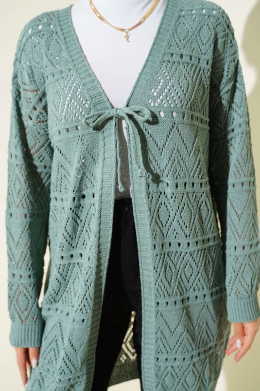 Cardigan en tricot à motif avec lien, couleur vert pistache