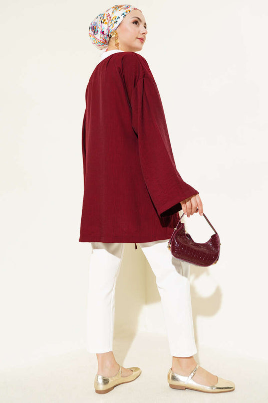 İp Bağlamalı Kimono Bordo