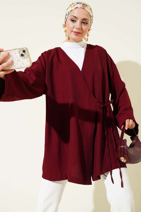 İp Bağlamalı Kimono Bordo