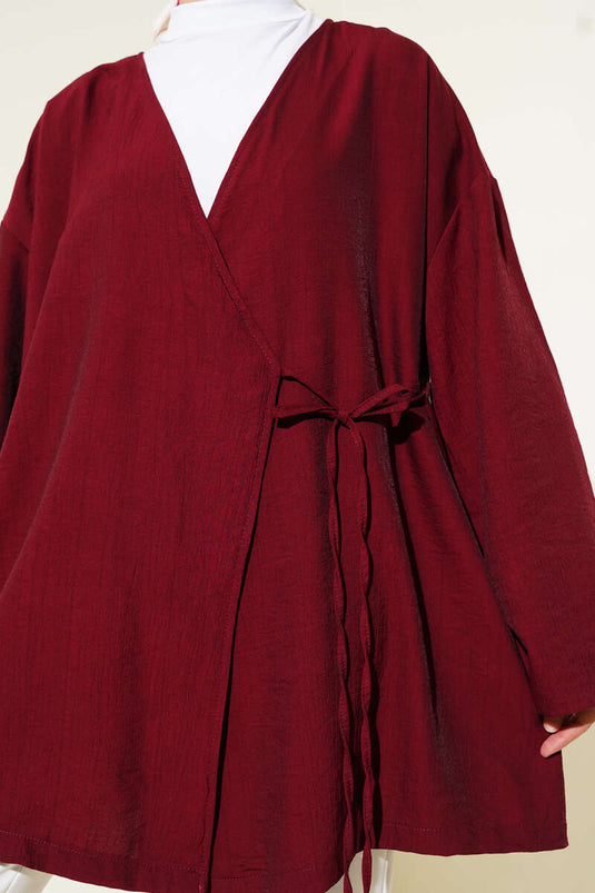 İp Bağlamalı Kimono Bordo