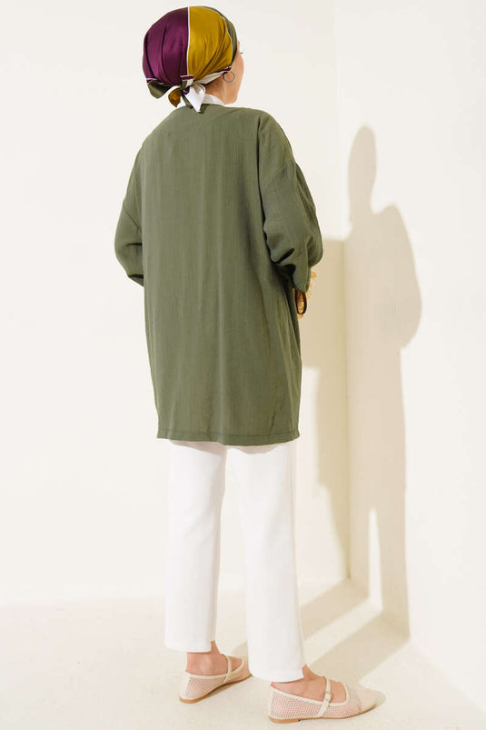 İp Bağlamalı Kimono Haki