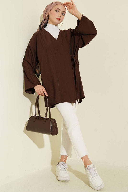 Tie-Waist Kimono Coffee