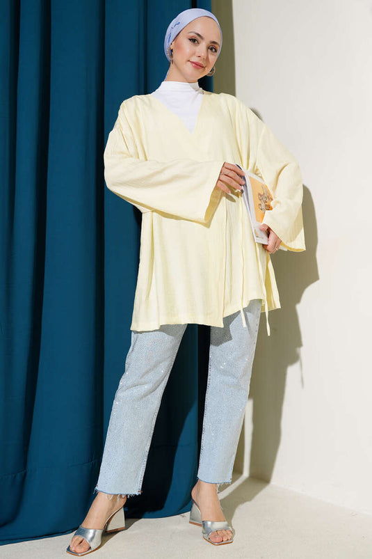 String Tied Kimono Lime