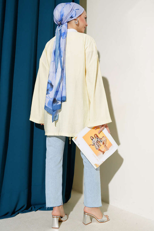 String Tied Kimono Lime