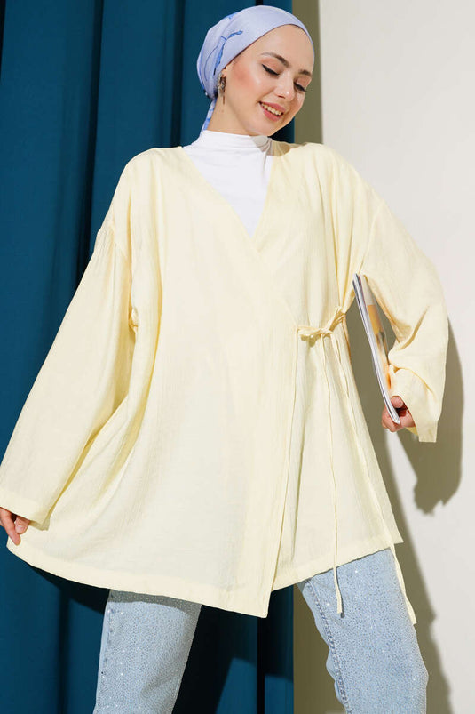 İp Bağlamalı Kimono Lime