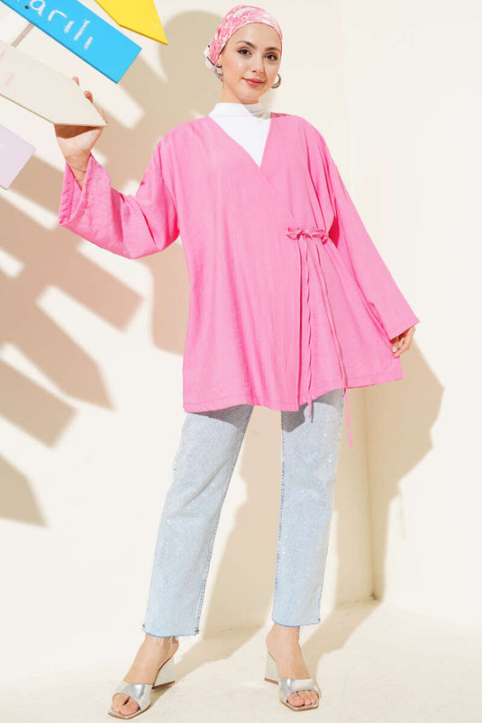 String Tied Kimono Pink