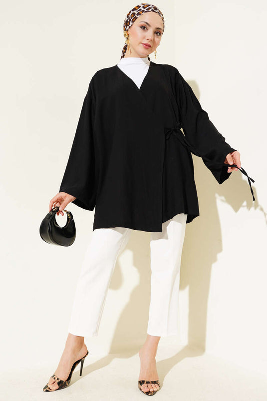 Rope Tied Kimono Black