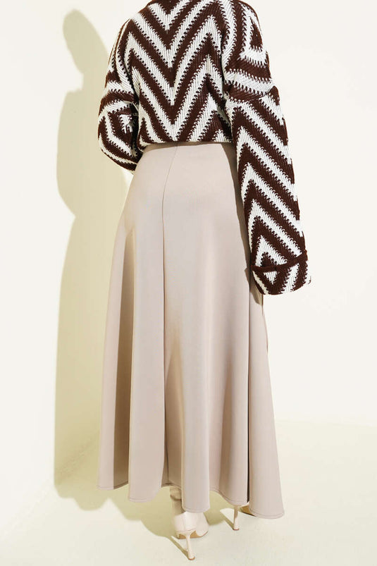 Jupe de plongée évasée à nouer, beige