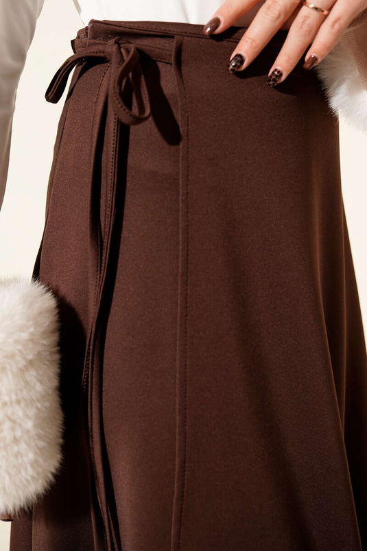 Jupe de plongée évasée à cordon de serrage, marron