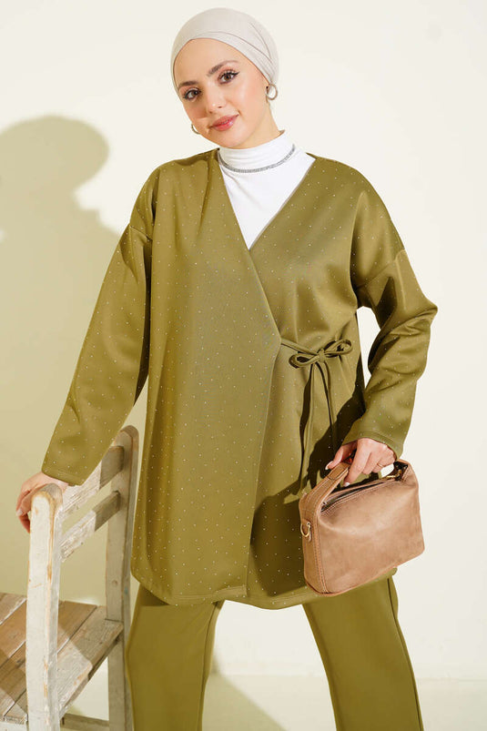 İp Bağlamalı Taşlı Scuba İkili Takım Haki