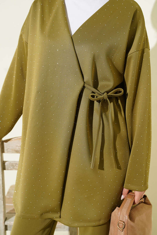 İp Bağlamalı Taşlı Scuba İkili Takım Haki