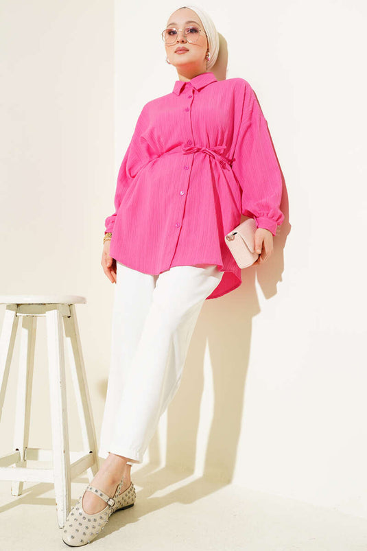 Chemise en écorce d'arbre avec ceinture en corde Fuchsia