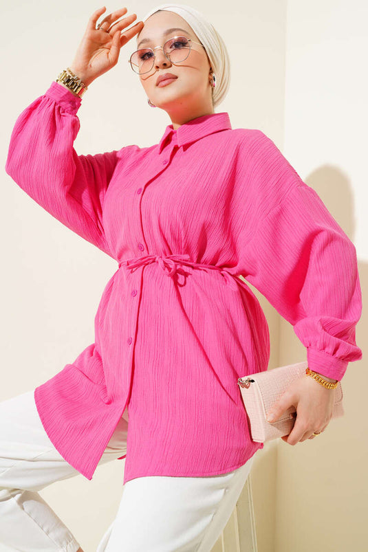 Chemise en écorce d'arbre avec ceinture en corde Fuchsia