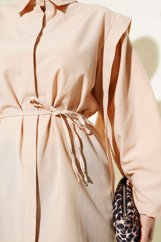 Latte Shirt with Strap and Shoulder Cape