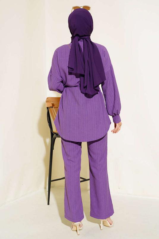 Stringed Crepe Suit Lilac