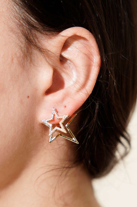 أقراط حديثة من سلسلة المجرة المتلألئة ذهبية