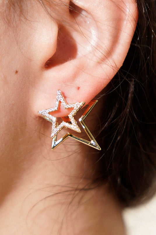 أقراط حديثة من سلسلة المجرة المتلألئة ذهبية