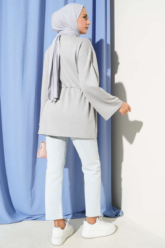 Spanish Sleeve Lace-up Gray Tunic