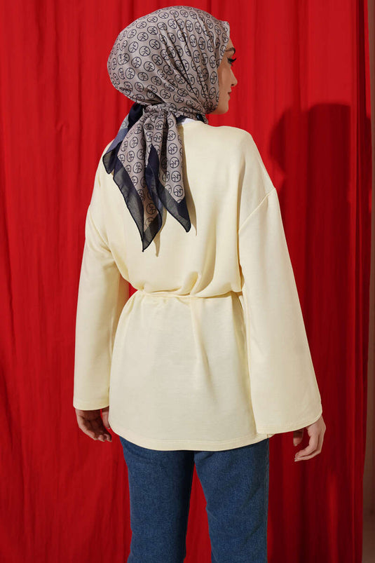Spanish Sleeve Drawstring Tunic Yellow