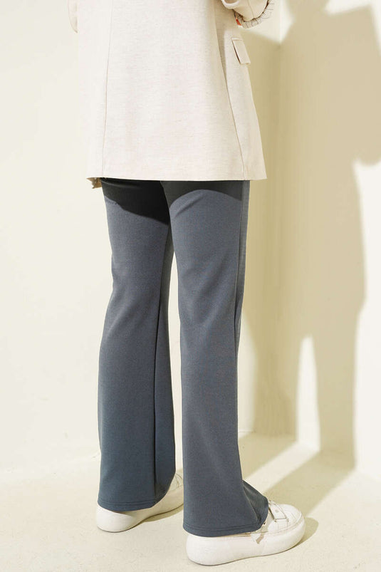 İspanyol Paça Bel Lastikli Pantolon Füme