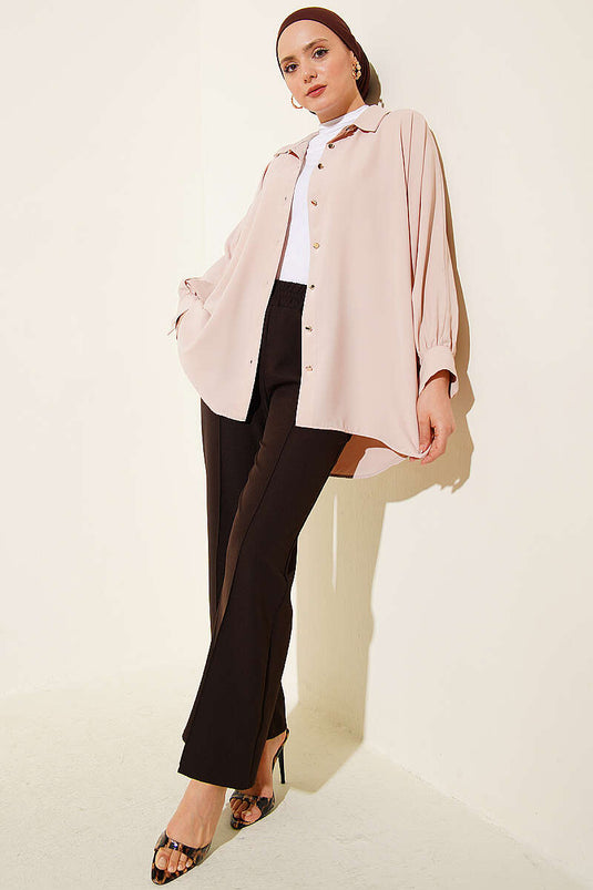 Pantalon double à jambes larges avec fente, couleur marron foncé