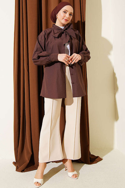 Beige Double Pants with Spanish Leg Slits