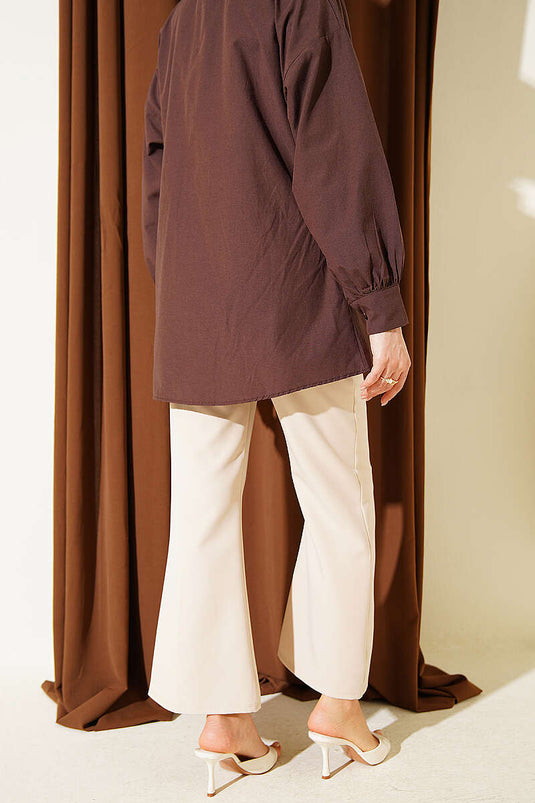 Beige Double Pants with Spanish Leg Slits