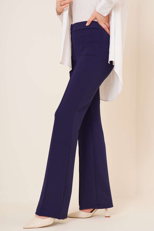 Navy Blue Flared Trousers