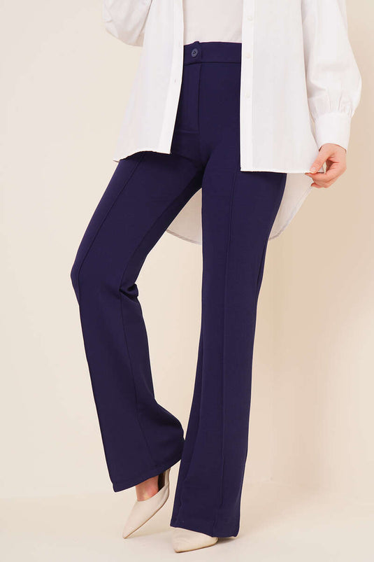 Navy Blue Flared Trousers