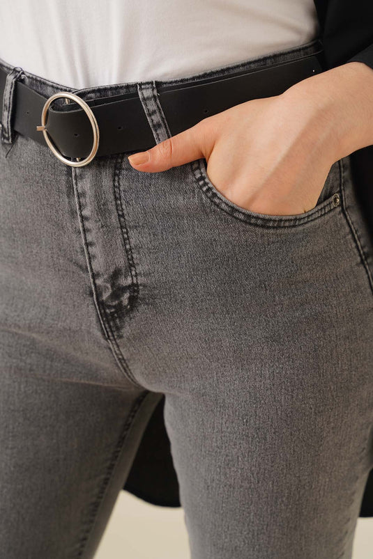 High Waist Gray Flared Jeans