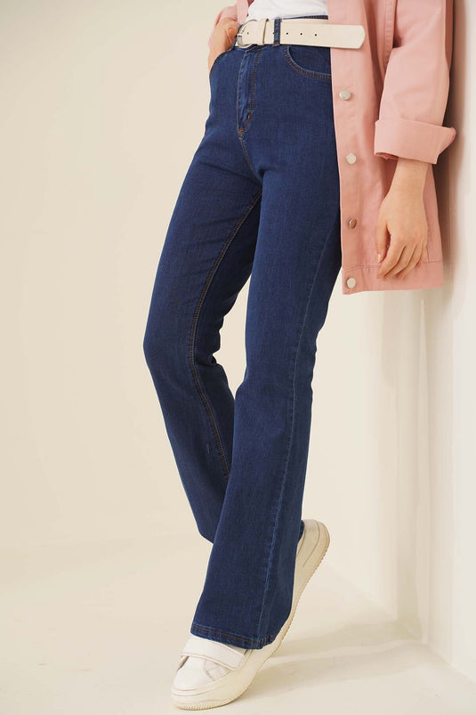 High Waist Spanish Flare Dark Denim Jeans