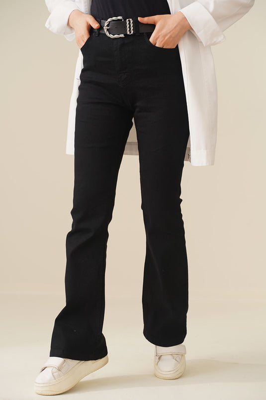 High Waist Black Flared Jeans