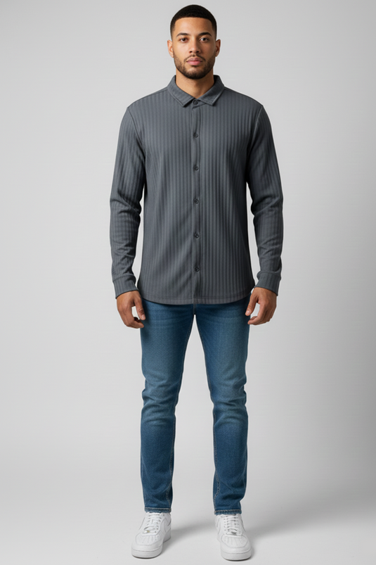 Chemise pour homme à rayures verticales à motif Jakar, couleur fumée