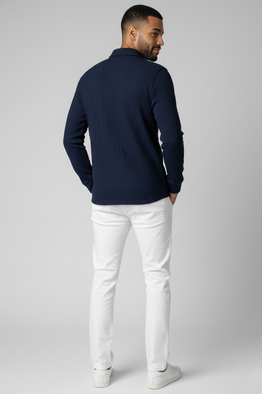 Chemise pour homme à rayures verticales à motifs Jakar bleu marine