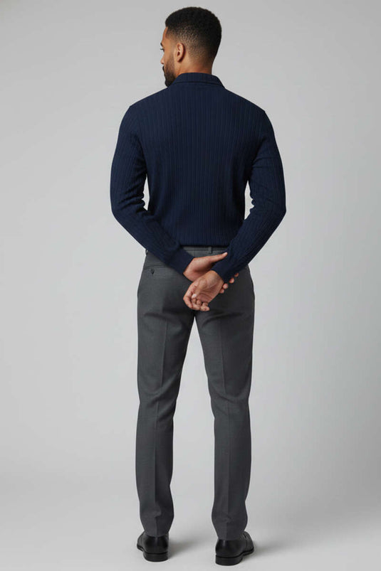 قميص رجالي بنقشة الجاكار، أزرق داكن