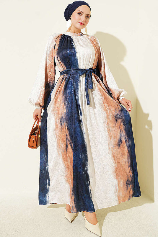 Marine Muster Kleid Mit Raglanärmeln
