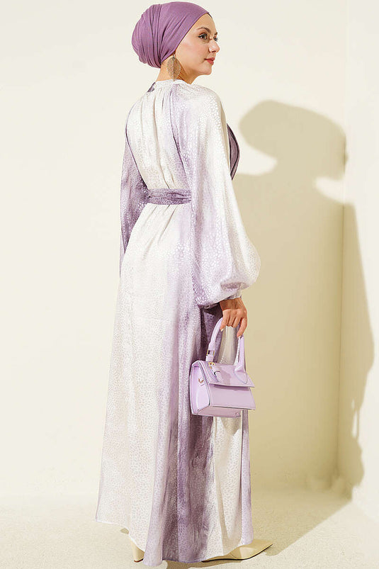 Lila Muster Kleid Mit Raglanärmeln