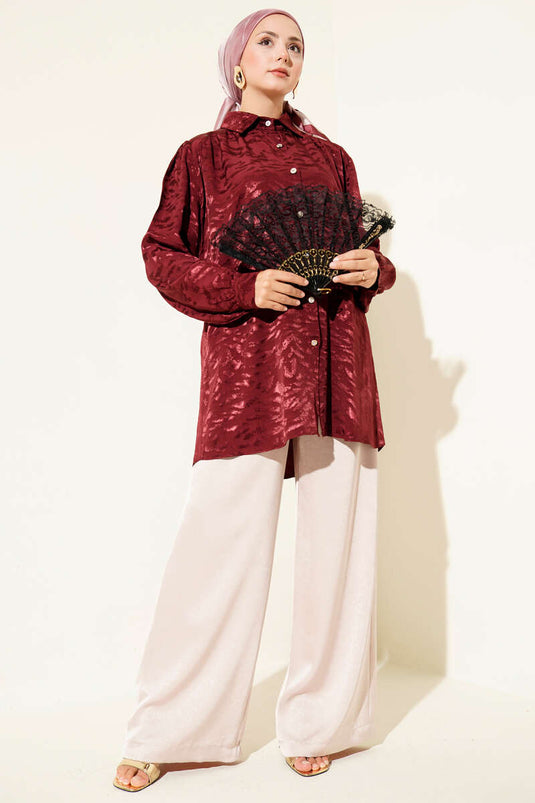 Jakar Desenli Tunik Bordo