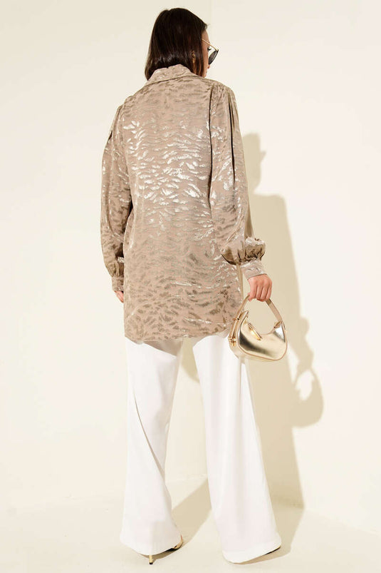 سترة بنقشة جاكار، من فرو المنك