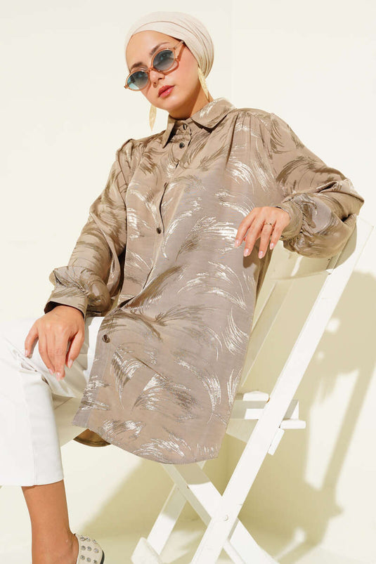 Jacquard Brush Patterned Shirt Mink