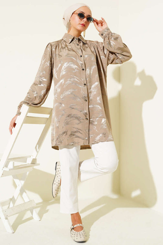 Jacquard Brush Patterned Shirt Mink