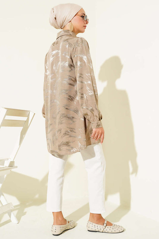 Jacquard Brush Patterned Shirt Mink